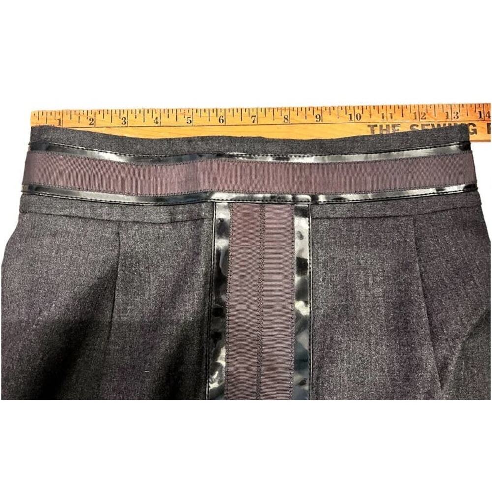 Tory Burch Wool A Line Skirt Patent Ribbon Trim Style 23081306 Size 2 Gray Black - Picture 4 of 11
